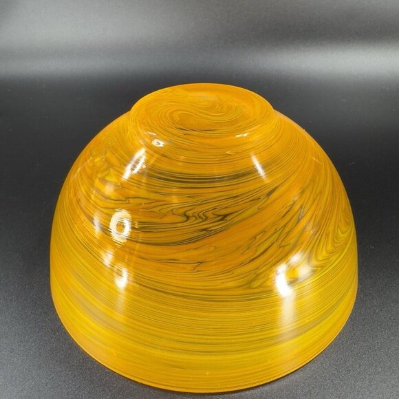 Vintage Glass Dish Bowl Clear With Orange Swirls Round Bowl Kitchenware Decor - Picture 12 of 13